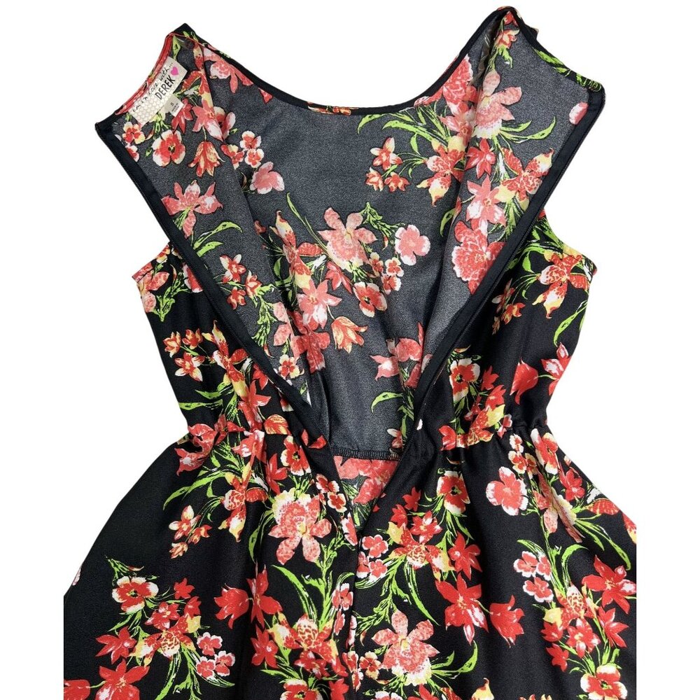 Love With Derek Size S Womens Dress Black Floral Sleeveless Back Zipper - Picture 2 of 8